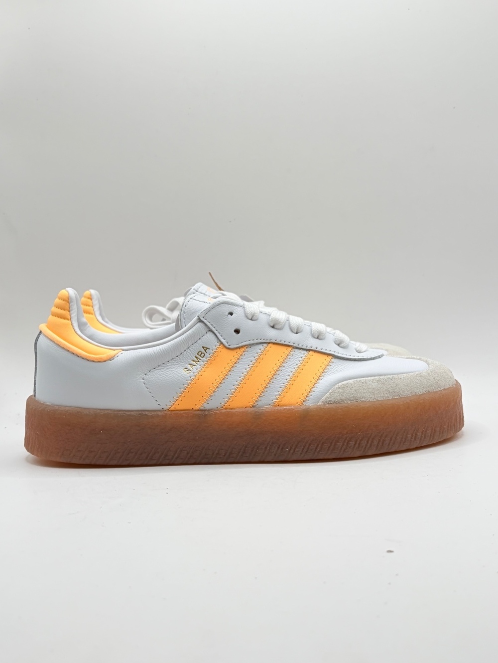 Adidas Sambae J Sneakers Size 5Y/ 6 Womens White with Orange Stripes